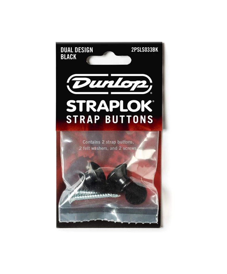 Jim Dunlop 2PSLS033BK STRAPLOK BUTTON DUAL BLACK