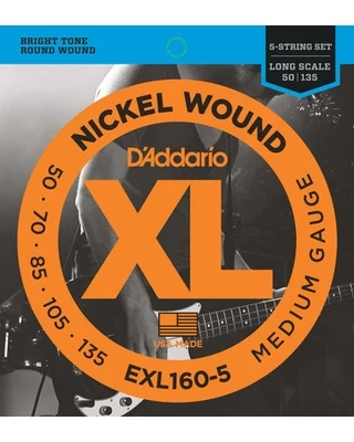 Струни D`Addario EXL160 5 5Str BASS XL 50 135