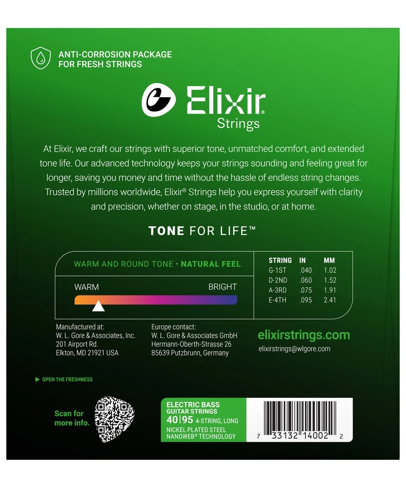 Elixir 14002 Bass 4Set NW SuLt Lng 040